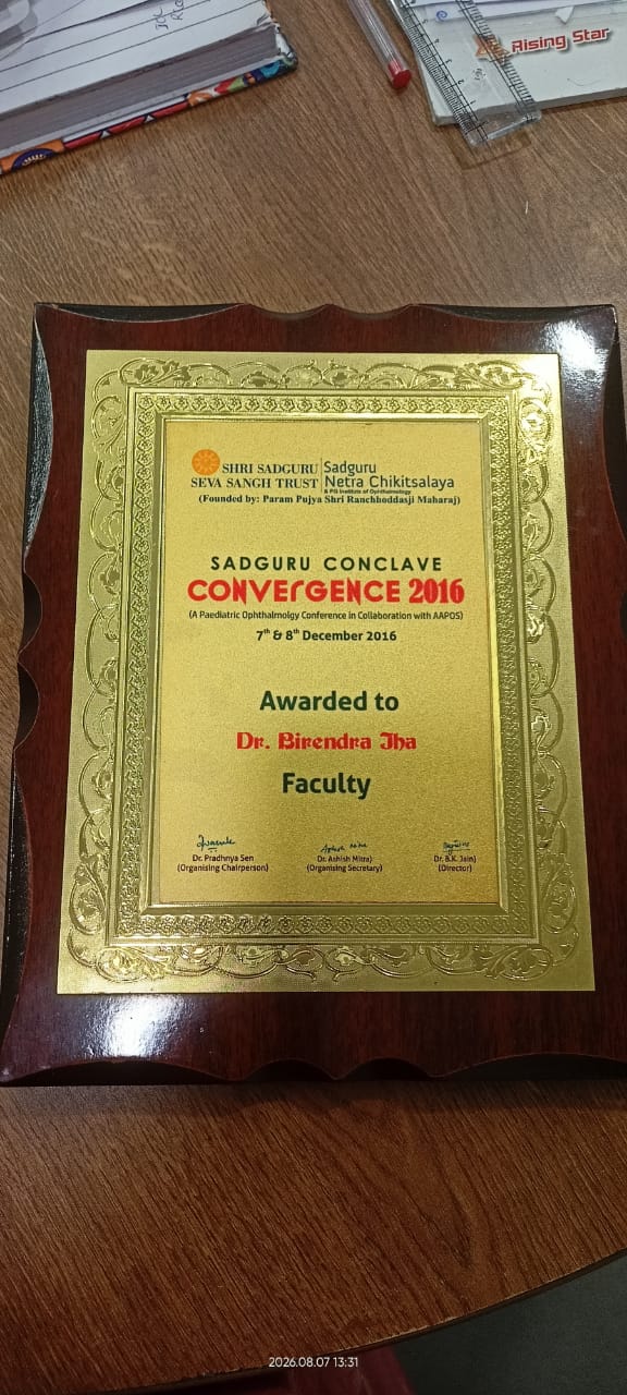 Certificate 10 of Dr. Birendra Jha, ophthalmologist at Niramay Indore India Eye Care