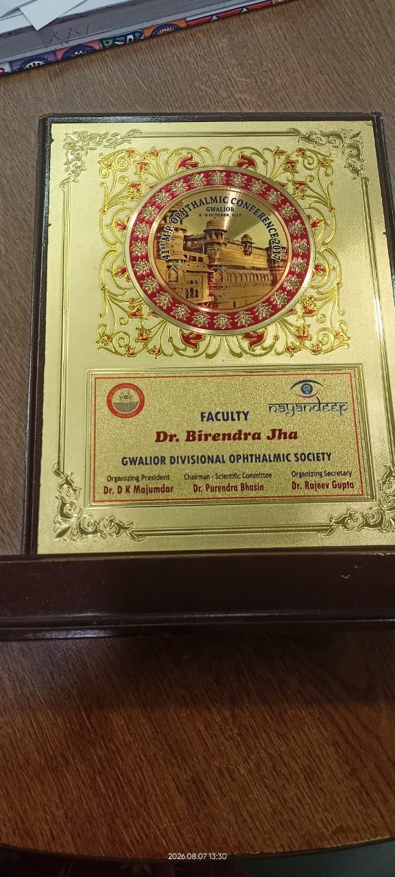 Certificate 3 of Dr. Birendra Jha, ophthalmologist at Niramay Indore India Eye Care